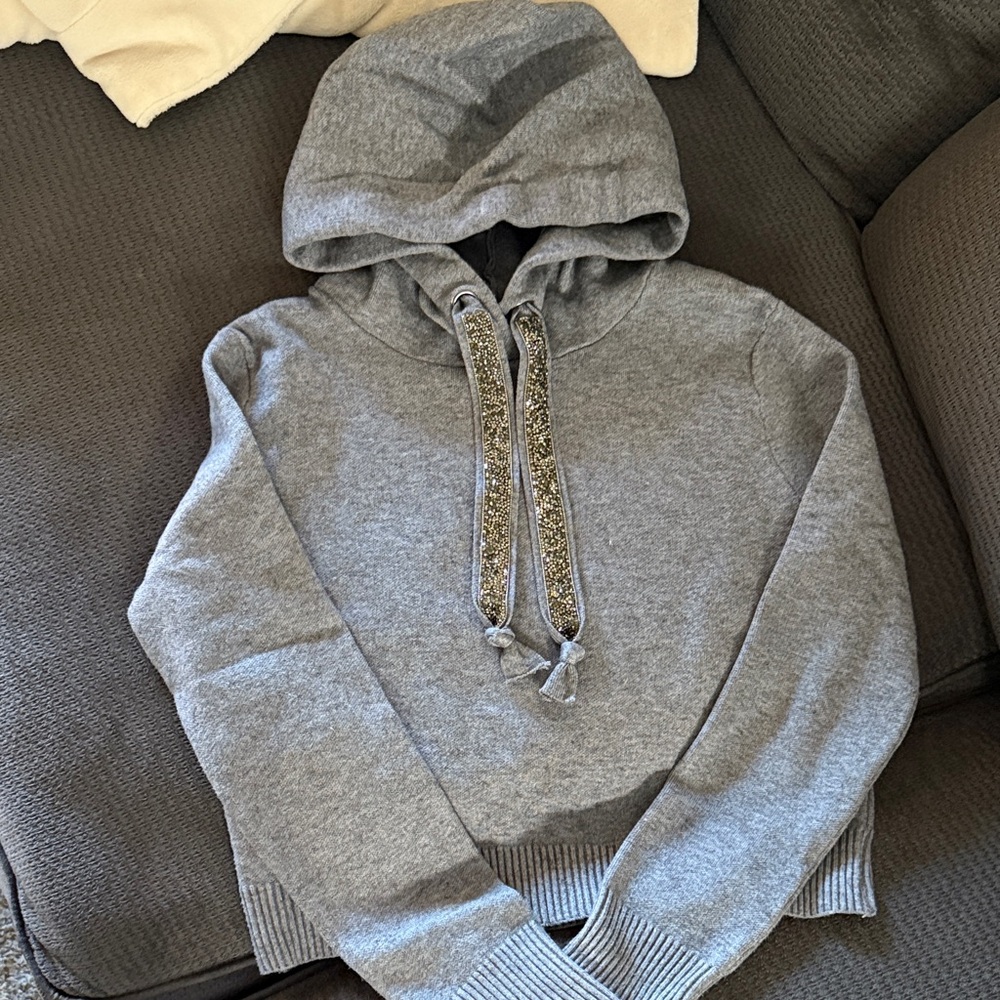 Zara Gray Hoodie Sweater with Silver Accents